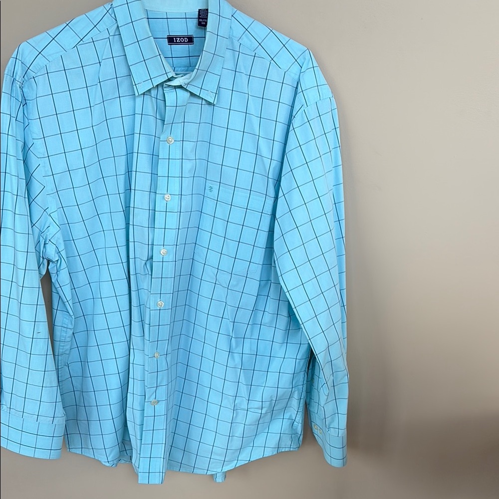 Izod Blue Casual Button Down Shirt